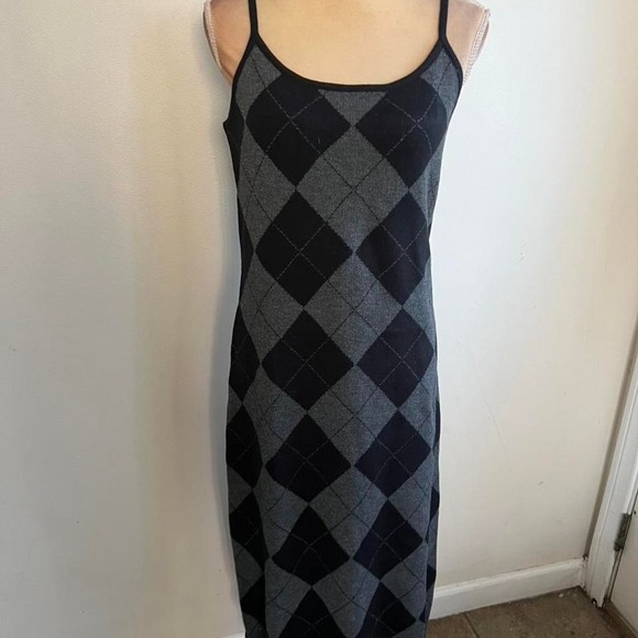Killstar Black & grey argyle midi dress size xl NWT - Picture 2 of 5